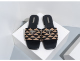 Triangle logo thick heel slippers