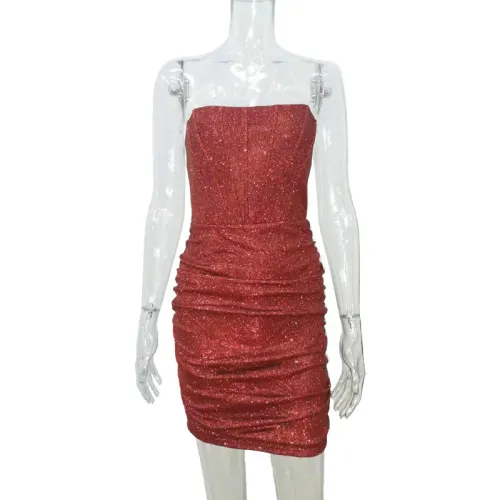 Off the shoulder one line shoulder strapless fishbone dress