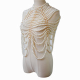 Multi layer pearl neck chain, chest accessory, sweater chain, double layer shoulder chain, pearl body chain