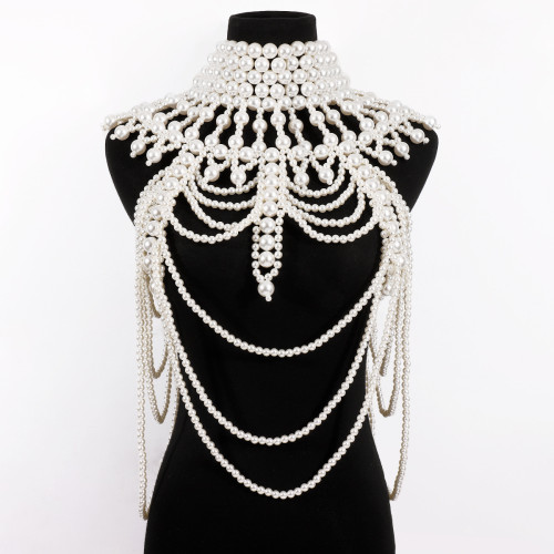 Retro exaggerated heavy industry pearl shawl