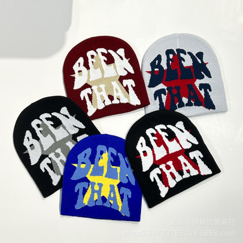Letter Jacquard Knitted Hat