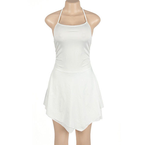 Sleeveless neck hanging thin strap strapless slim fitting irregular women's dress