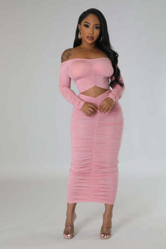 Elastic solid color sexy dress