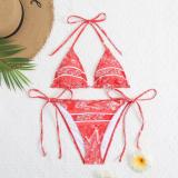 Printed swimsuit split bikini