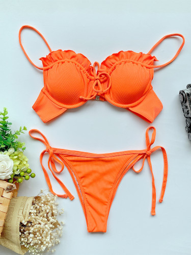 Steel support swimsuit with ruffle lace swimsuit