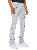 Men's denim straight leg pants elastic workwear denim straight leg pants