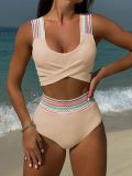 Ribbon series high waisted split swimsuit swimsuit