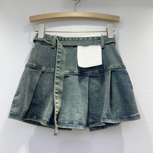 Retro high waisted workwear for slimming and anti glare A-line skirt