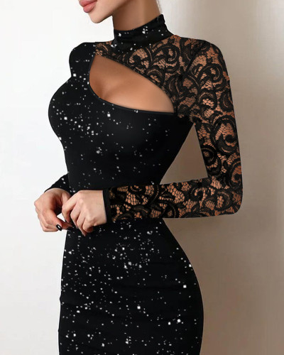 Sparkling highlights of knitted fabric slim fit wrap skirt