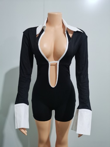 Women's backless hollow out jumpsuit soft and sexy jumpsuit shorts
