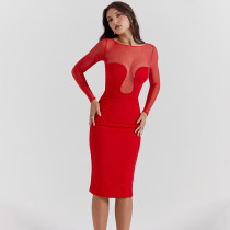 Round neck long sleeved dress