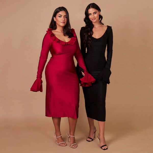 Flare sleeve dress