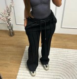 High waisted loose fitting casual sports pants