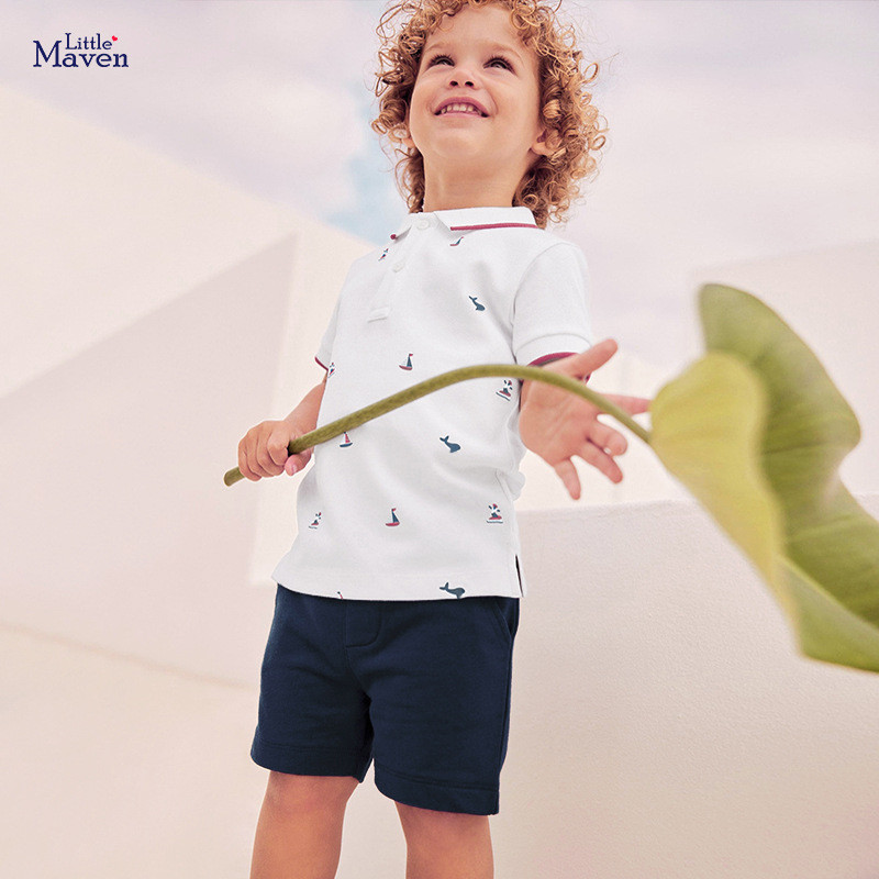 Small and medium-sized children's POLO shirt and shorts two-piece set with short sleeves