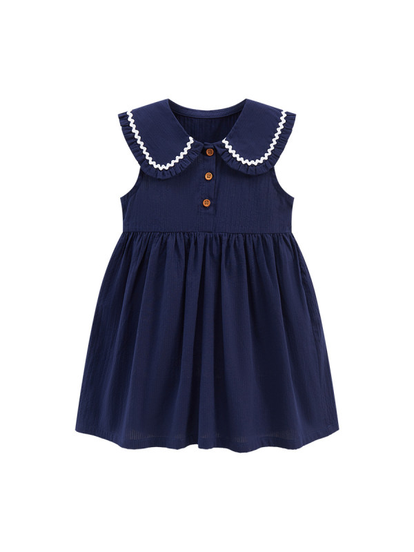 Cute Doll Collar Children's Princess Dress Pure Cotton Sleeveless Girl's Dress