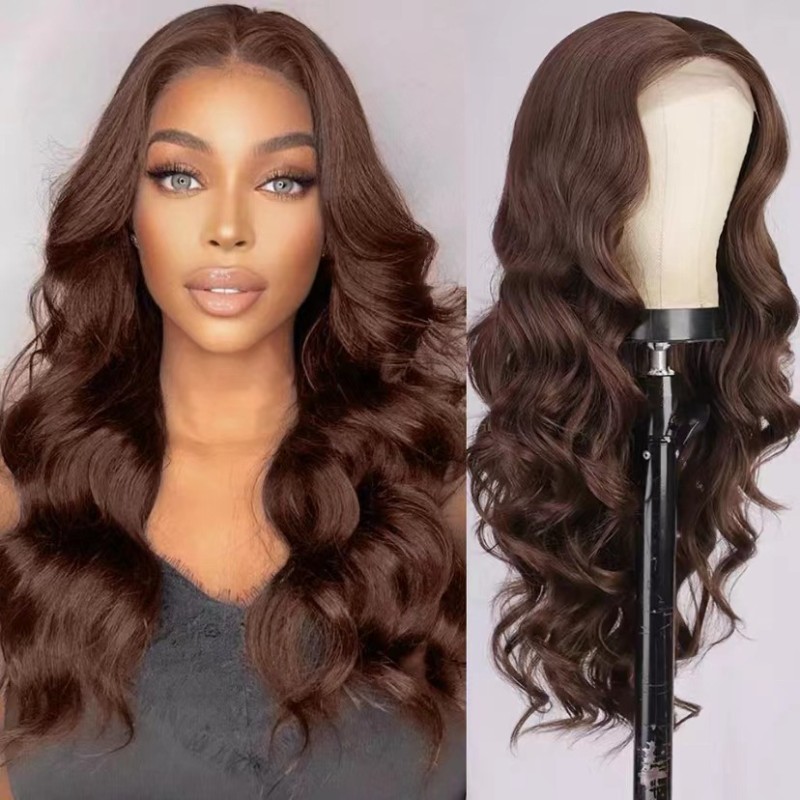 Large wave long curly hair with a center split bangs wig