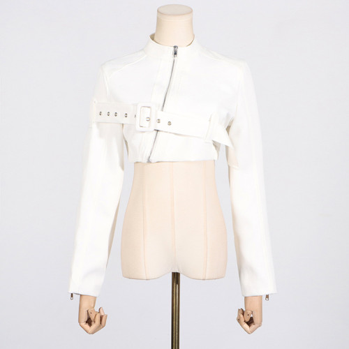 Belt slimming short jacket top