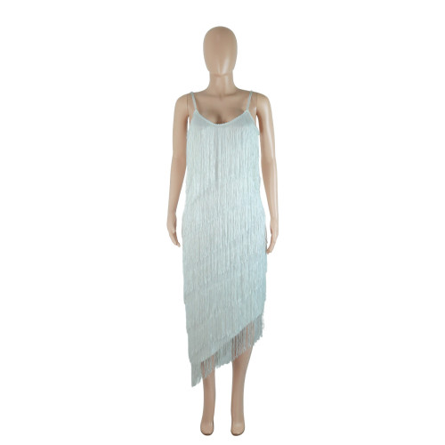 Tassel splicing sexy backless dress strap