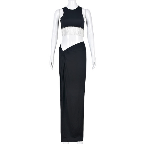 Women's Sexy Slim Fit Open Button Chain Skirt Set