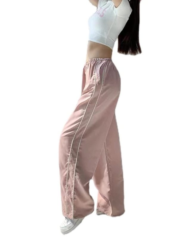 Drawstring casual elastic waist multi-color long pants