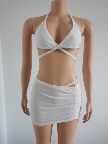 Women's sexy backless dress set