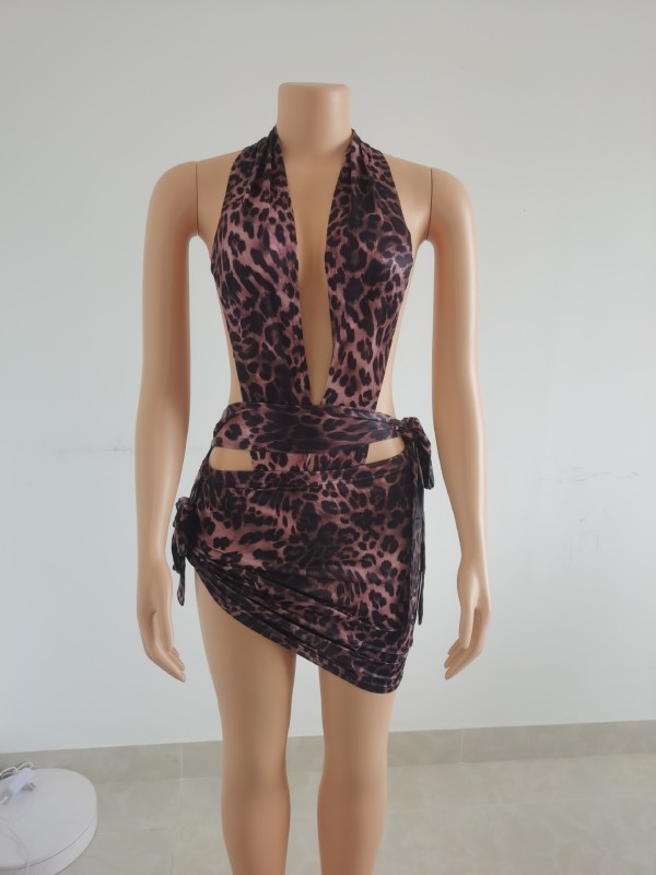 Sexy printed one piece swimsuit bikini 2-piece set