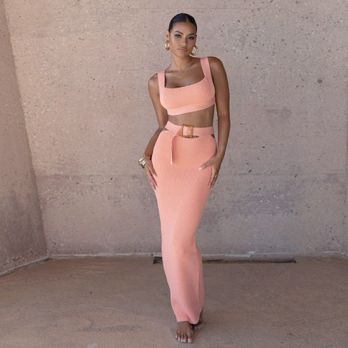 Suspender top, buttocks wrapped skirt set