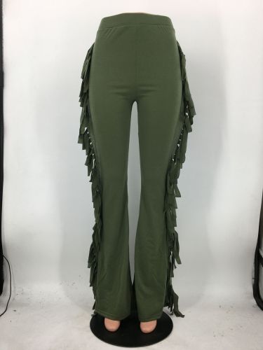 Sexy slim fitting tassel buttocks flared pants