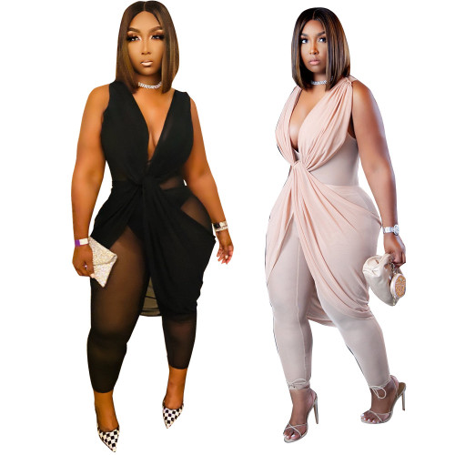 Mesh mini dress style jumpsuit