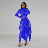 Women's sexy lace jumpsuit with imitation silk skirt set
