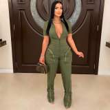 Zipper pocket workwear jumpsuit