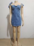 Women's suspender denim skirt