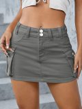 Solid color low waisted slim fit wrap hip skirt
