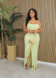 Two piece set of suspender long skirt