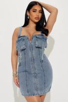 Elastic denim patchwork dress Elastic denim patchwork dress