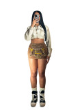 Patch Embroidered Zipper Skirt Short Skirt