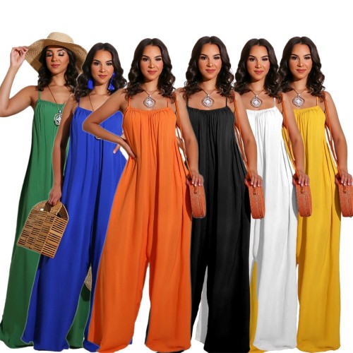 Solid color camisole women's jumpsuit