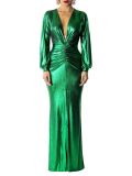 Solid color ice silk tight fitting dress