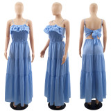 Open back bow tie women's dress