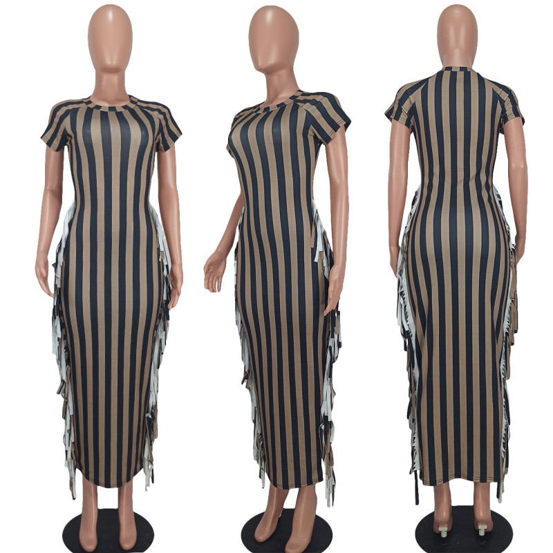 Striped fringe dress
