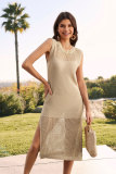 Solid color short sleeved women's knitted sweater
