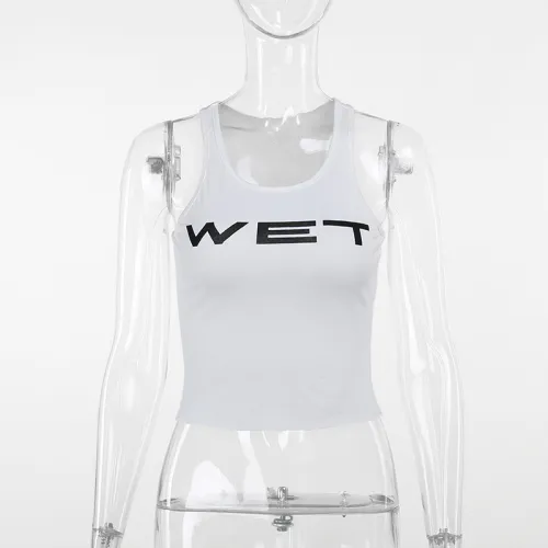 Letter slim fit vest printed top