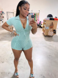 Thread deep V-lapel jumpsuit