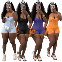 Thread suspender jumpsuit shorts