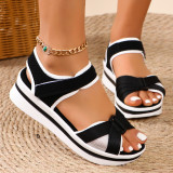 Color blocking lightweight thick soled Velcro height increasing sandals