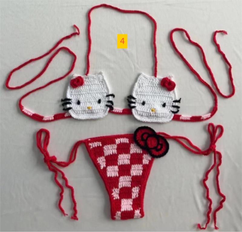 Knitted hand hook fun bikini swimsuit set