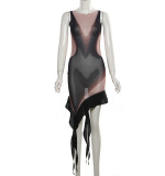 Perspective slim fit irregular sleeveless dress