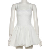 Bra lace up patchwork bubble cute short skirt dress