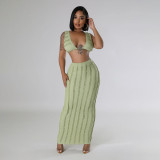 Women's lace sleeveless strapless backless skirt set