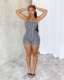 Open back lace up knitted jumpsuit